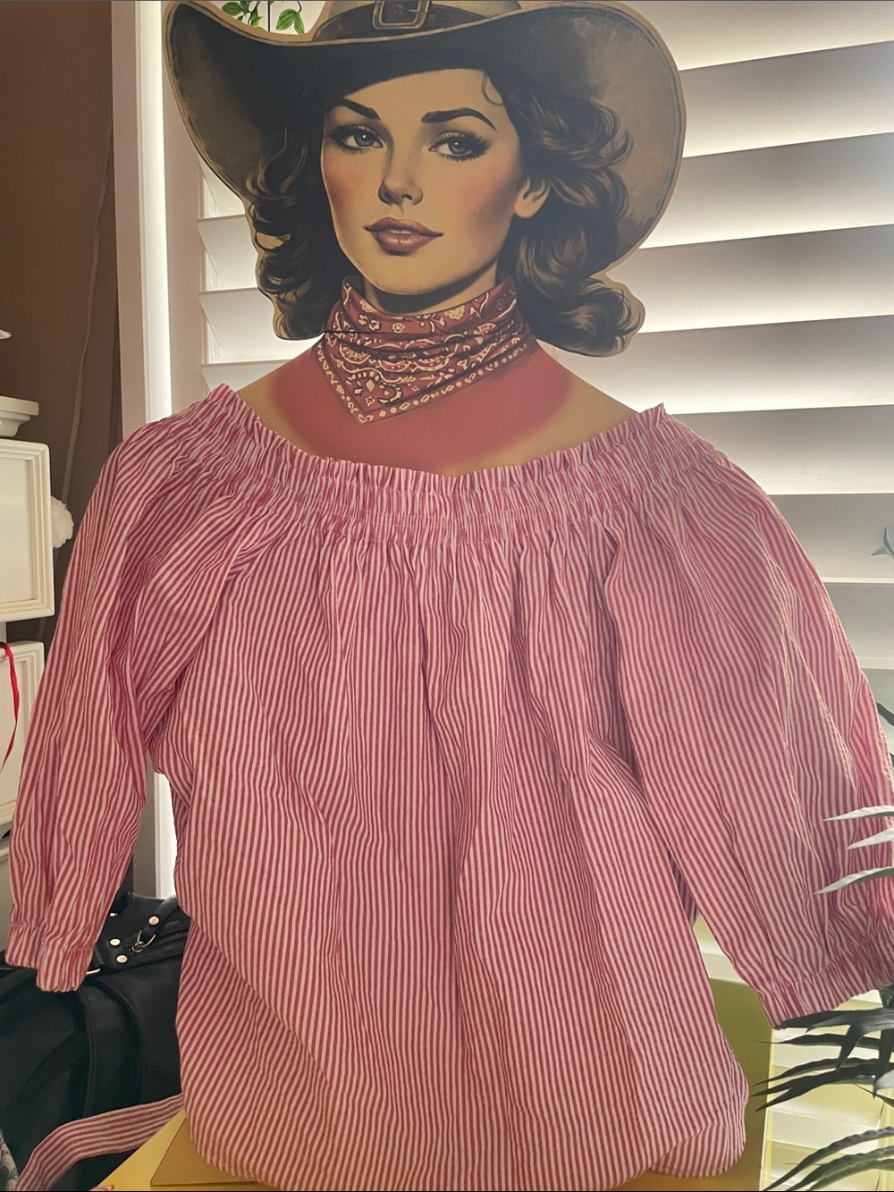 Atmosphere Red & White Striped Off-Shoulder Blouse